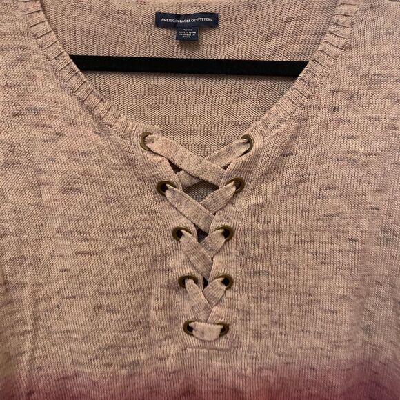 American Eagle Ombre Lace Up Sweater - Picture 3 of 4